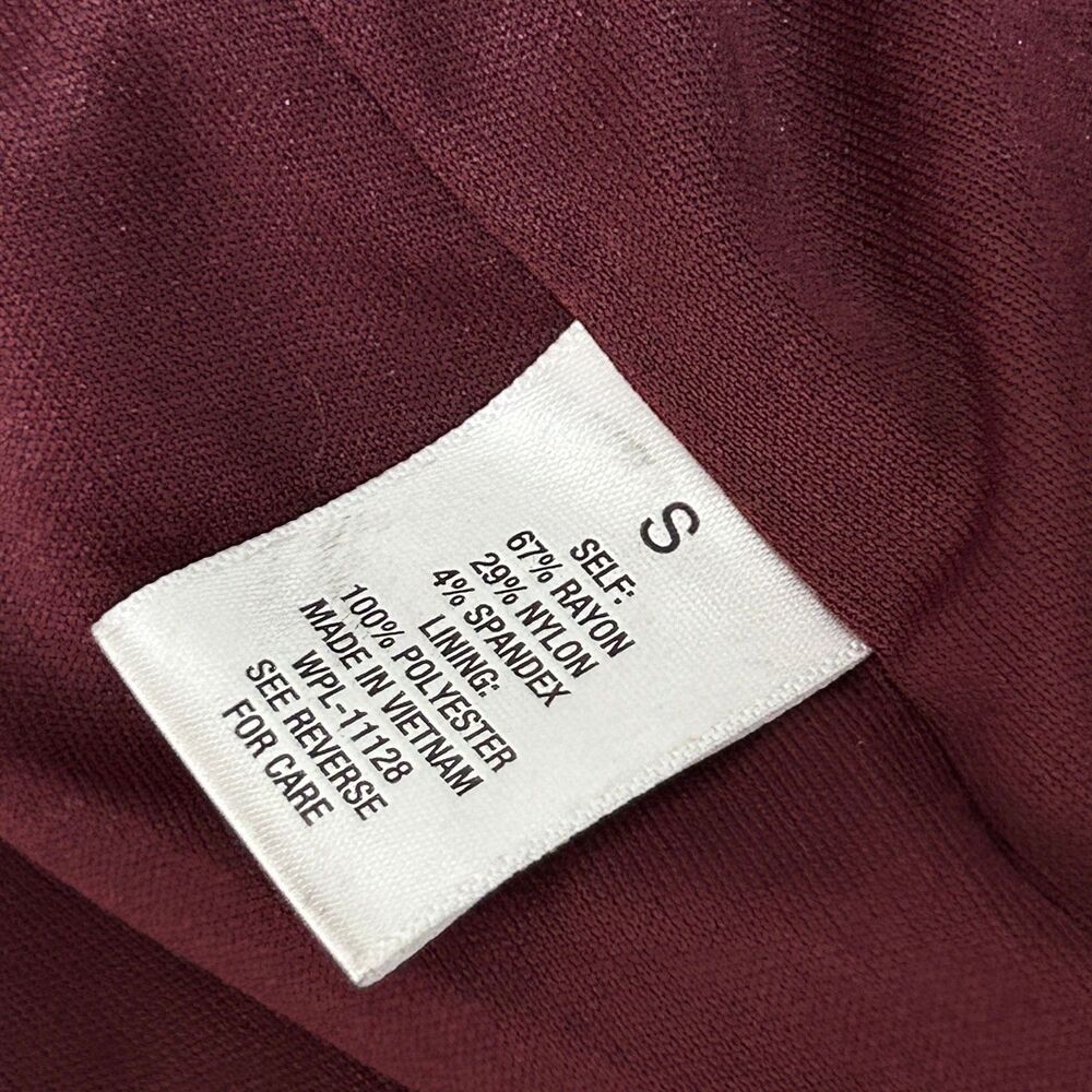 Roz&Ali Jacket Womens S Burgundy Ruffle Bell Sleeve Zip Front Peplum Zip Pockets - Picture 3 of 8